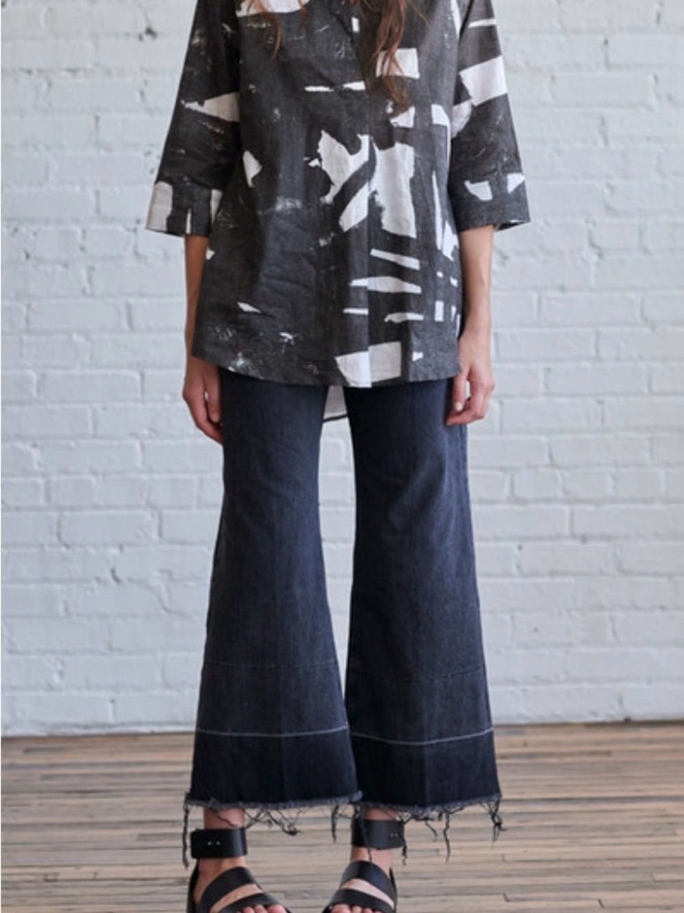 Rachel Comey Black Legion Jeans - Frayed-Hem Wide-Leg Jeans
